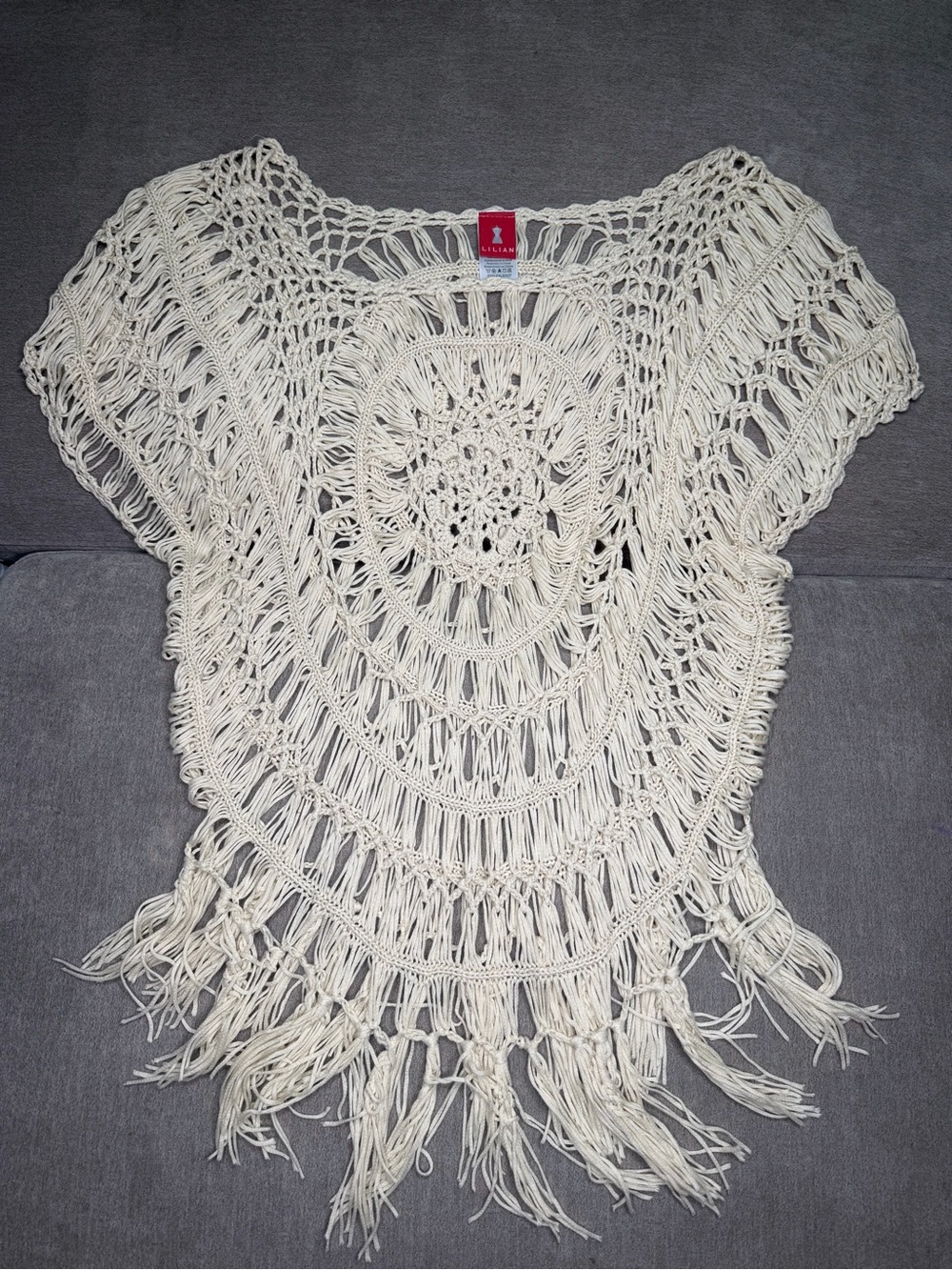 Liliana Cream Crochet Fringe Top